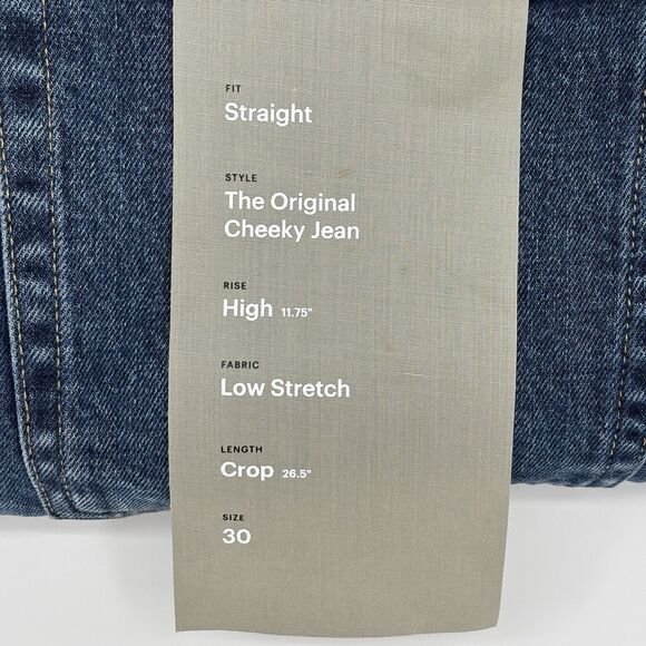 Everlane Women 30 Curvy Cheeky Jean High Rise Crop Straight Washed Midnight NWT - Picture 3 of 8